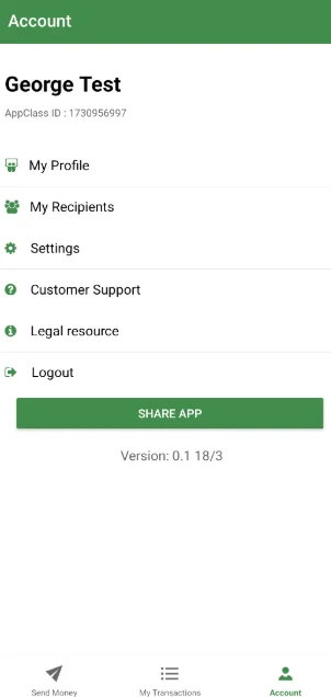 Taaj / PaySii account screen